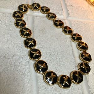 Black and Gold X necklace
